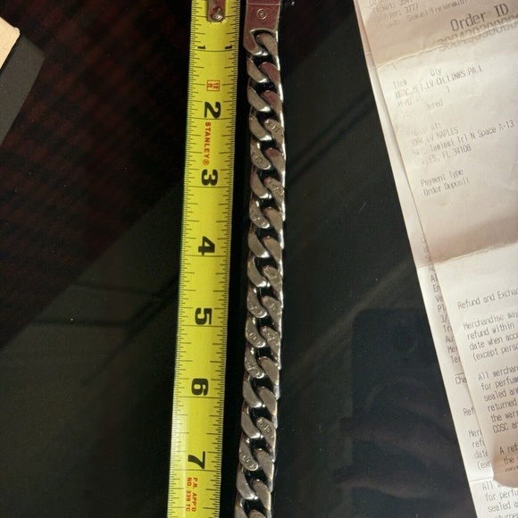 LOUIS VUITTON M68273 Brass Metal LV Chain Links M Bracelet Silver Unisex Z000621 - Picture 12 of 15